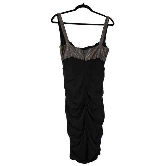Vintage NICOLE MILLER COLLECTION Sz 6 Black Bronze Dress Midi Silk Party Y2k - Picture 2 of 3